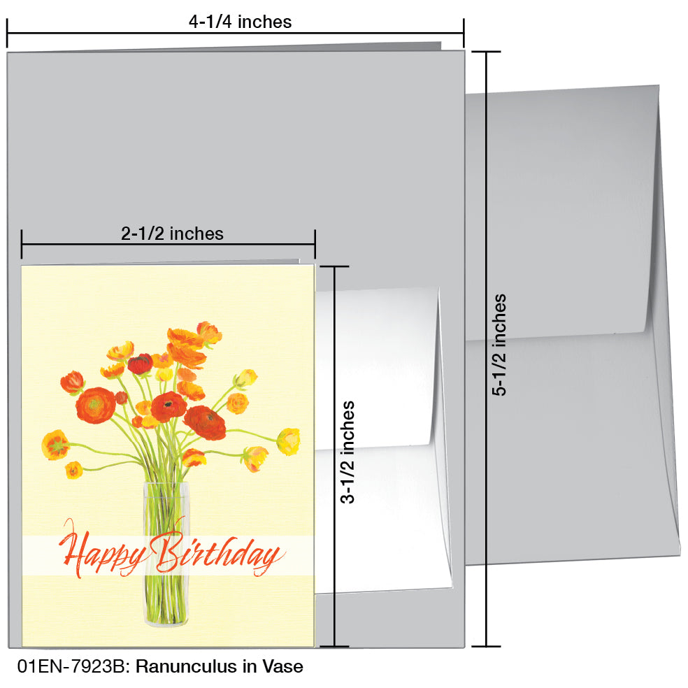 Ranunculus In Vase, Greeting Card (7923B)