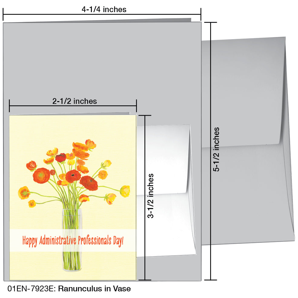 Ranunculus In Vase, Greeting Card (7923E)