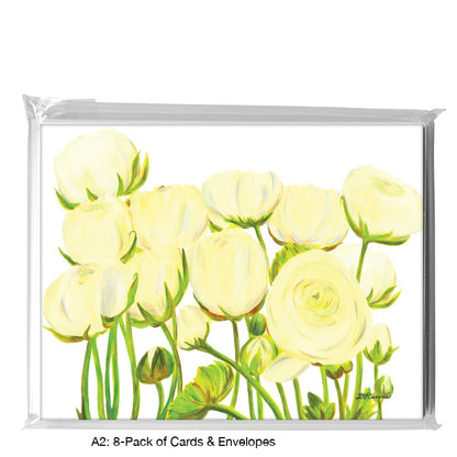White Ranunculus, Greeting Card (7933A), A2 Card 8-Pack, www.printedcanvas.com