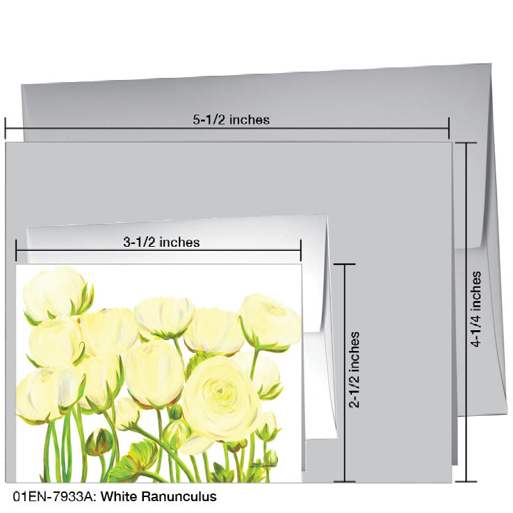 White Ranunculus, Greeting Card (7933A), Enclosure Card, www.printedcanvas.com