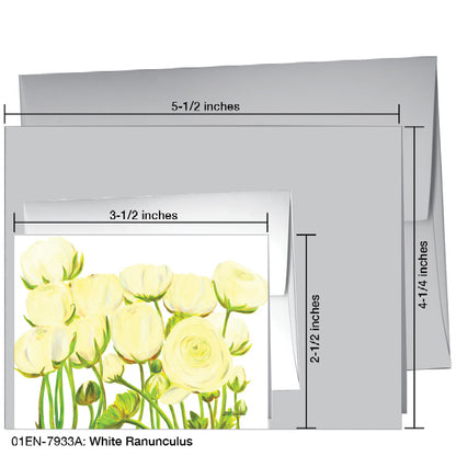 White Ranunculus, Greeting Card (7933A), Enclosure Card, www.printedcanvas.com