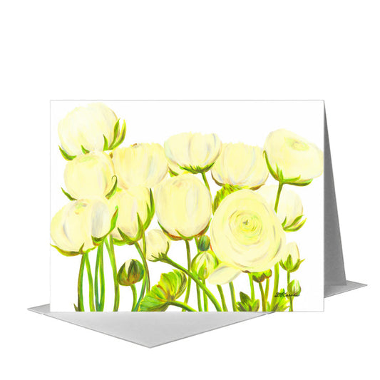 White Ranunculus, Greeting Card (#7933A) A2 Card Front, www.printedcanvas.com