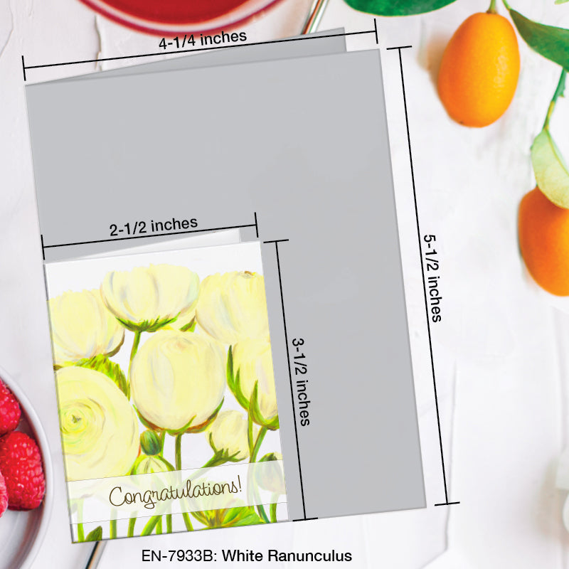White Ranunculus, Greeting Card (7933B), Enclosure, www.printedcanvas.com