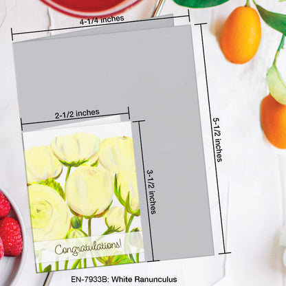 White Ranunculus, Greeting Card (7933B), Enclosure, www.printedcanvas.com