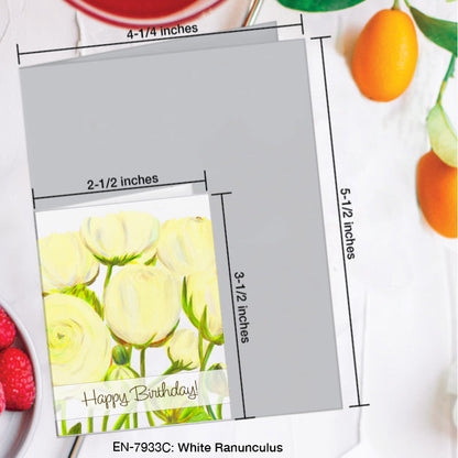 White Ranunculus, Greeting Card (7933C), Enclosure, www.printedcanvas.com