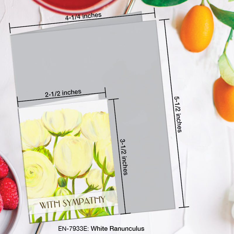 White Ranunculus, Greeting Card (7933E), Enclosure, www.printedcanvas.com