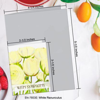 White Ranunculus, Greeting Card (7933E), Enclosure, www.printedcanvas.com