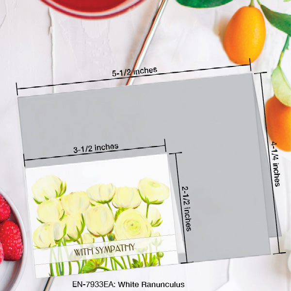 White Ranunculus, Greeting Card (7933EA), Enclosure, www.printedcanvas.com