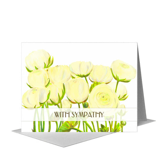 White Ranunculus, Greeting Card (#7933EA) A2 Card Front, www.printedcanvas.com