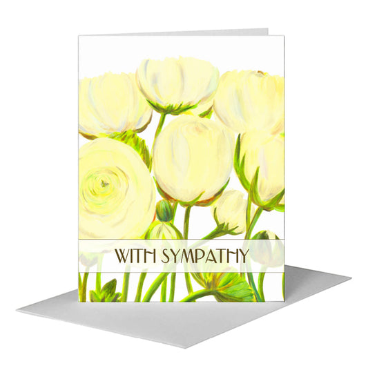 White Ranunculus, Greeting Card (#7933E) A2 Card Front, www.printedcanvas.com