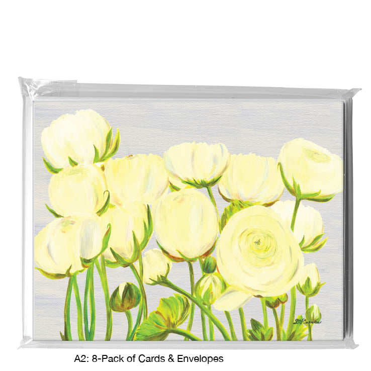White Ranunculus, Greeting Card (#7933G), 8-Pack, www.printedcanvas.com