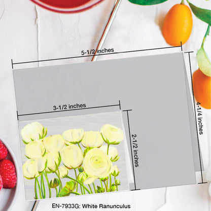 White Ranunculus, Greeting Card (#7933G), Enclosure Card, www.printedcanvas.com