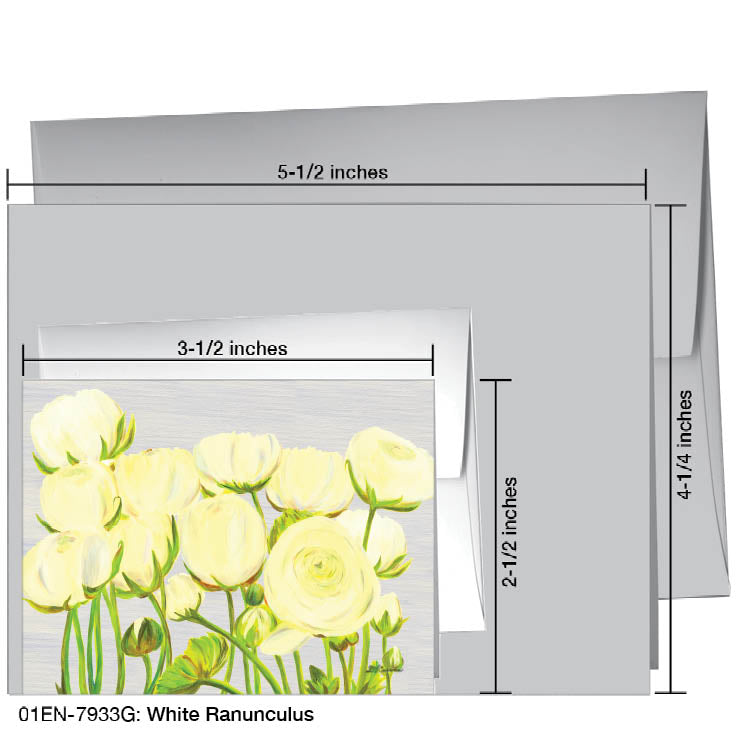 White Ranunculus, Greeting Card (#7933G), Enclosure Card, www.printedcanvas.com