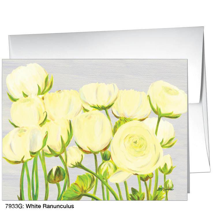 White Ranunculus, Greeting Card (#7933G), A2 Card, www.printedcanvas.com