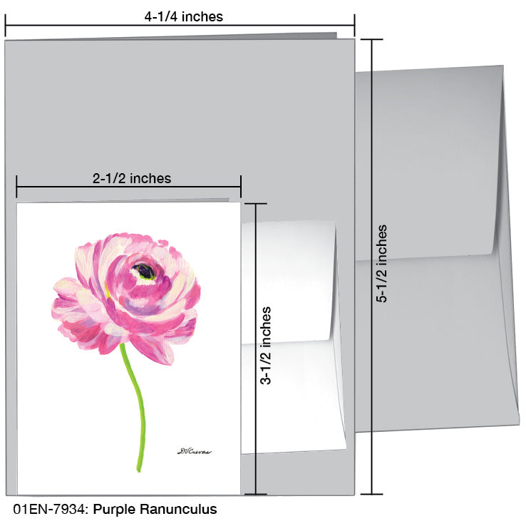 Purple Ranunculus, Greeting Card (7934A), Enclosure Card, www.printedcanvas.com
