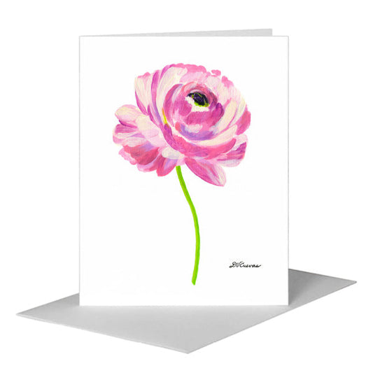 Purple Ranunculus, Greeting Card (#7934A) A2 Card Front, www.printedcanvas.com