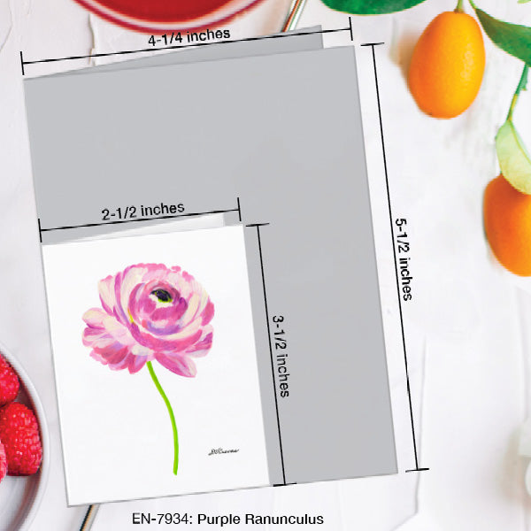Purple Ranunculus, Greeting Card (7934A), Enclosure Card, www.printedcanvas.com