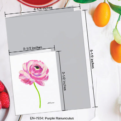Purple Ranunculus, Greeting Card (7934A), Enclosure Card, www.printedcanvas.com