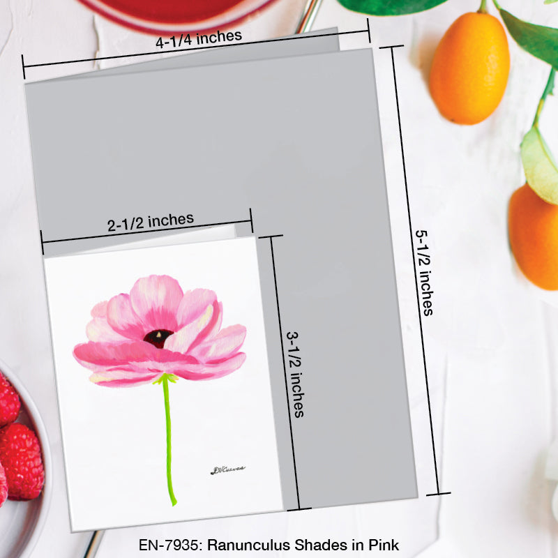 Ranunculus Shades in Pink, Greeting Card (7935B), Enclosure Card, www.printedcanvas.com