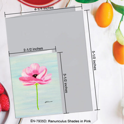 Ranunculus Shades in Pink, Greeting Card (7935D), Enclosure Card, www.printedcanvas.com