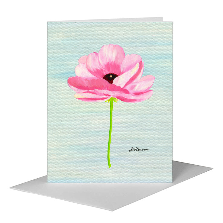 Ranunculus Shades in Pink, Greeting Card (#7935D) A2 Card Front, www.printedcanvas.com