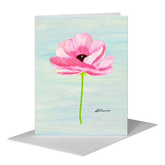 Ranunculus Shades in Pink, Greeting Card (#7935D) A2 Card Front, www.printedcanvas.com