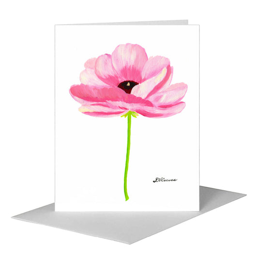 Ranunculus Shades in Pink, Greeting Card (#7935B) A2 Card Front, www.printedcanvas.com