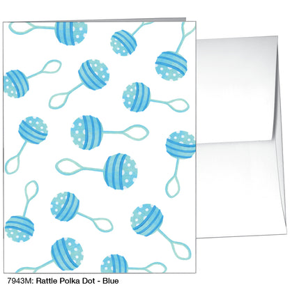 Rattle Polka Dot - Blue, Greeting Card (7943M)