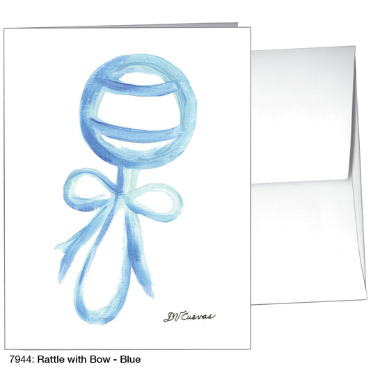 Rattle with Bow - Blue, Greeting Card (7944A), A2 Card Front, www.printedcanvas.com