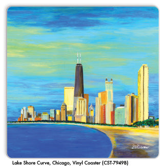 Lake Shore Curve, Chicago, Vinyl Coaster (CST-7949B) - Printed Canvas