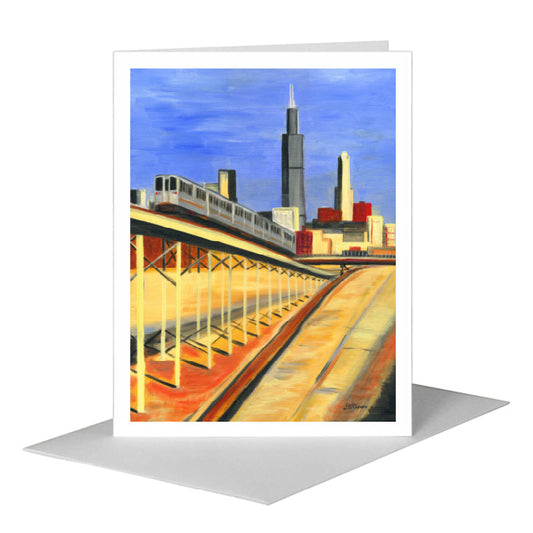 Blue Line 1, Chicago, Greeting Card (#7950A) A2 Card Front, www.printedcanvas.com