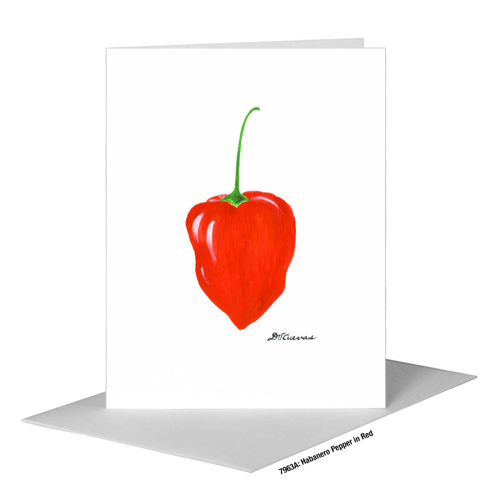 Habanero Pepper in Red, Greeting Card (#7963A)
