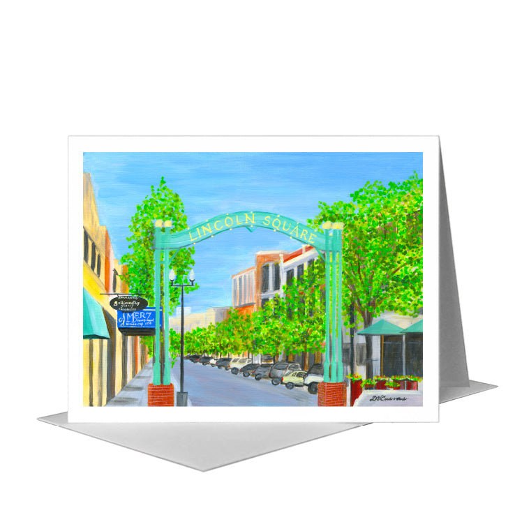 Lincoln Square, Chicago, Greeting Card (#7971A), A2 Card Front, www.printedcanvas.com