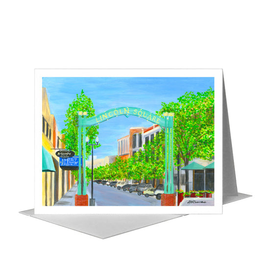 Lincoln Square, Chicago, Greeting Card (#7971A) A2 Card Front, www.printedcanvas.com