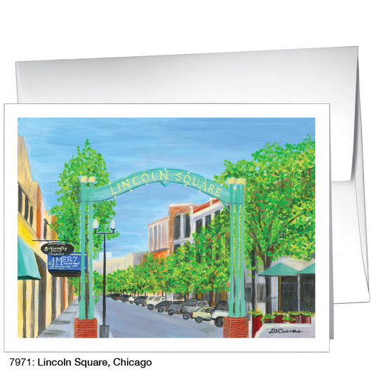 Lincoln Square, Chicago, Greeting Card (7971A), A2 Card Front, www.printedcanvas.com