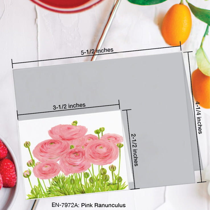 Pink Ranunculus, Greeting Card (7972A), Enclosure Card, www.printedcanvas.com