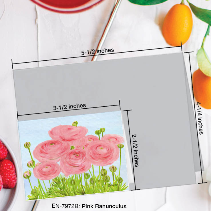 Pink Ranunculus, Greeting Card (#7972B), Enclosure Card, www.printedcanvas.com