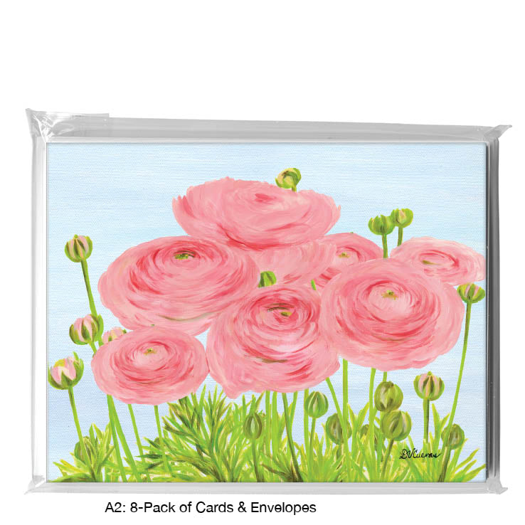 Pink Ranunculus, Greeting Card (#7972B), 8-Pack, www.printedcanvas.com