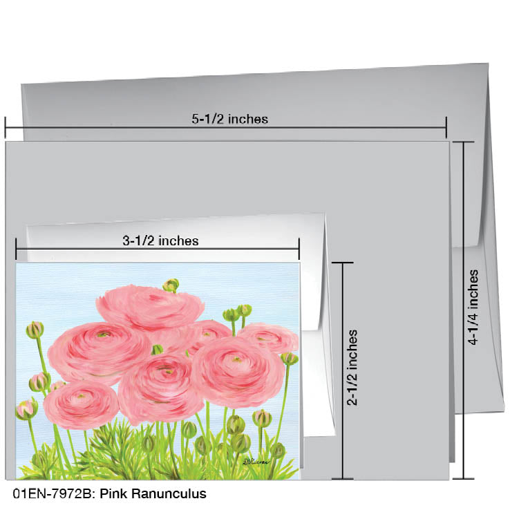 Pink Ranunculus, Greeting Card (#7972B), Enclosure Card, www.printedcanvas.com