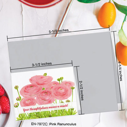 Pink Ranunculus, Greeting Card (7972C), Enclosure Card, www.printedcanvas.com