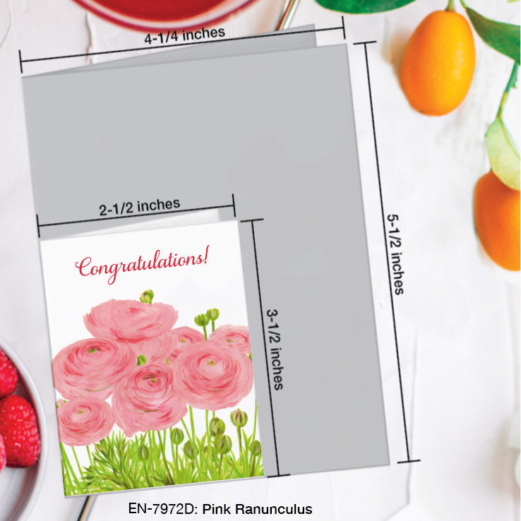 Pink Ranunculus, Greeting Card (7972D), Enclosure, www.printedcanvas.com