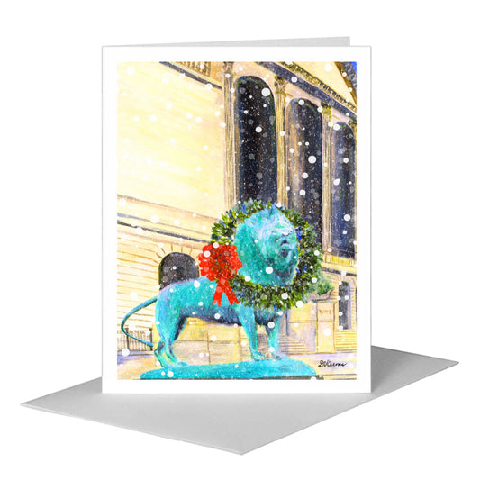 Art Institute with Wreath, Chicago, Greeting Card (#7979K) A2 Card Front, www.printedcanvas.com