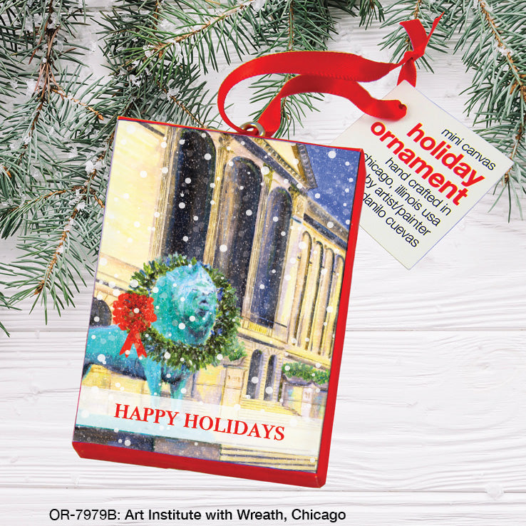 Art Institute With Wreath, Chicago, Ornament (OR-7979B), Front, printedcanvas.com