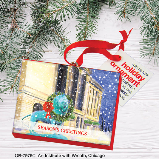 Art Institute With Wreath, Chicago, Ornament (OR-7979C), Front, printedcanvas.com