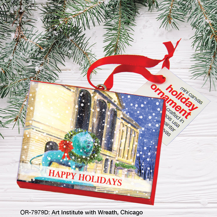 Art Institute With Wreath, Chicago, Ornament (OR-7979D), Front, printedcanvas.com