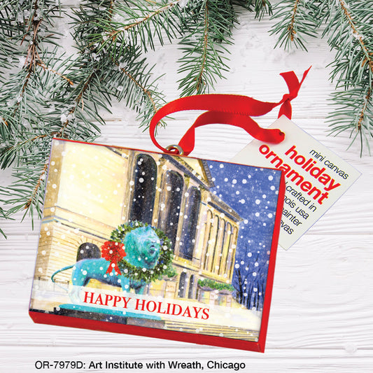 Art Institute With Wreath, Chicago, Ornament (OR-7979D), Front, printedcanvas.com