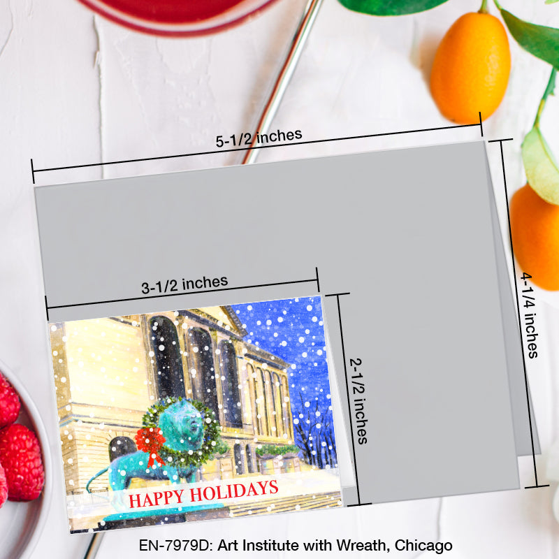 Art Institute with Wreath, Chicago, Greeting Card (7979D), Enclosure Card, www.printedcanvas.com
