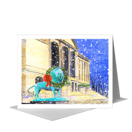 Art Institute with Wreath, Chicago, Greeting Card (#7979G) A2 Card Front, www.printedcanvas.com