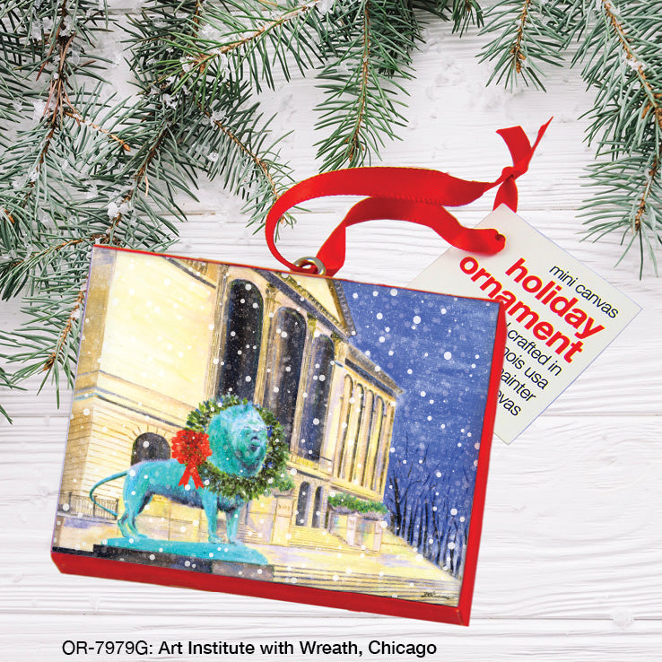 Art Institute With Wreath, Chicago, Ornament (OR-7979G), Front, printedcanvas.com