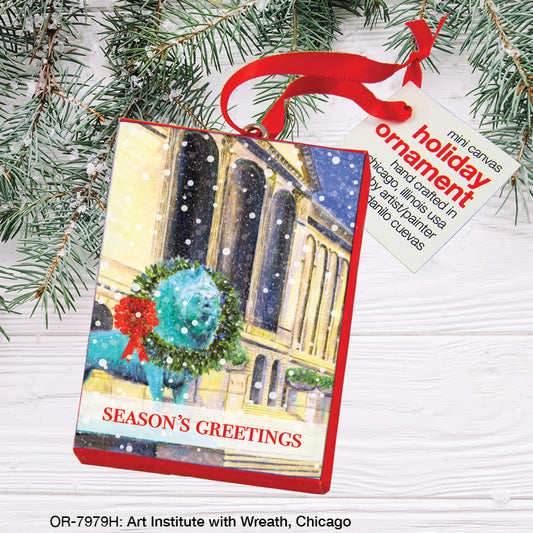 Art Institute With Wreath, Chicago, Ornament (OR-7979H), Front, printedcanvas.com